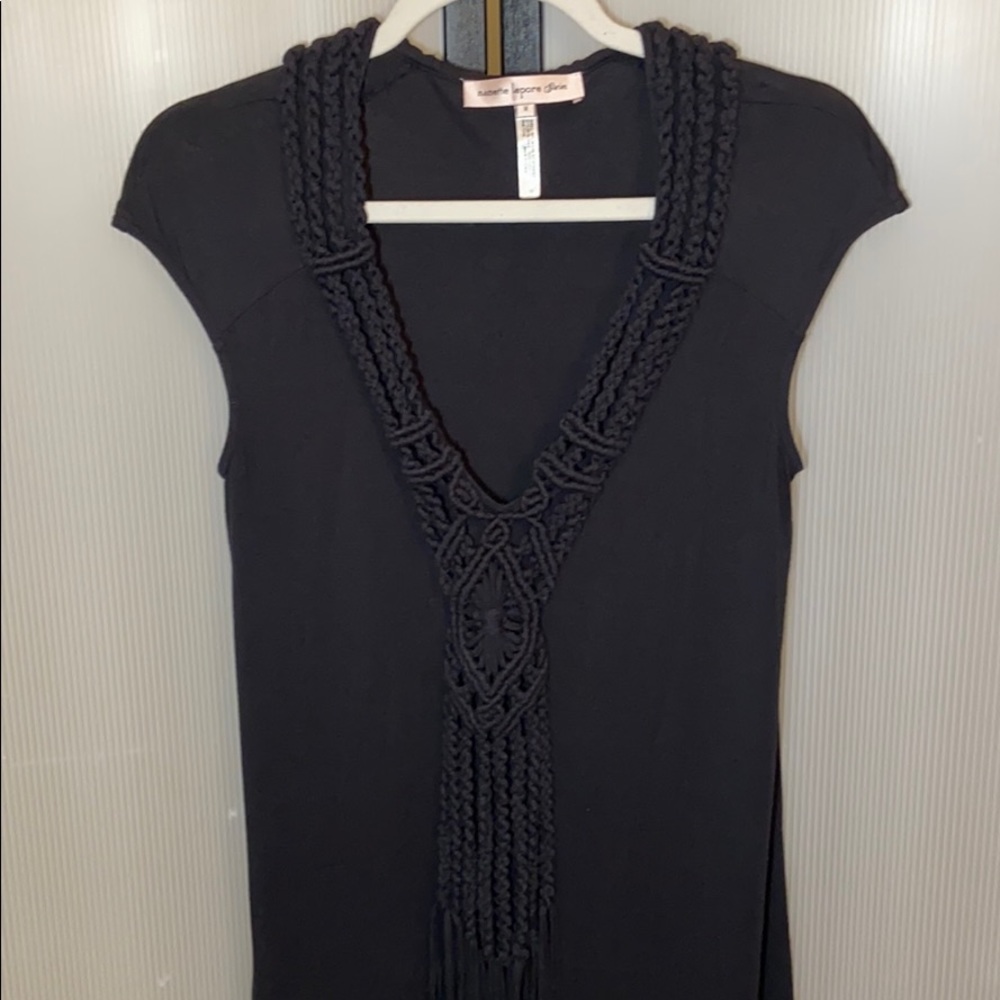 Nanette Lepore | Black Dress with Macrame Fringe